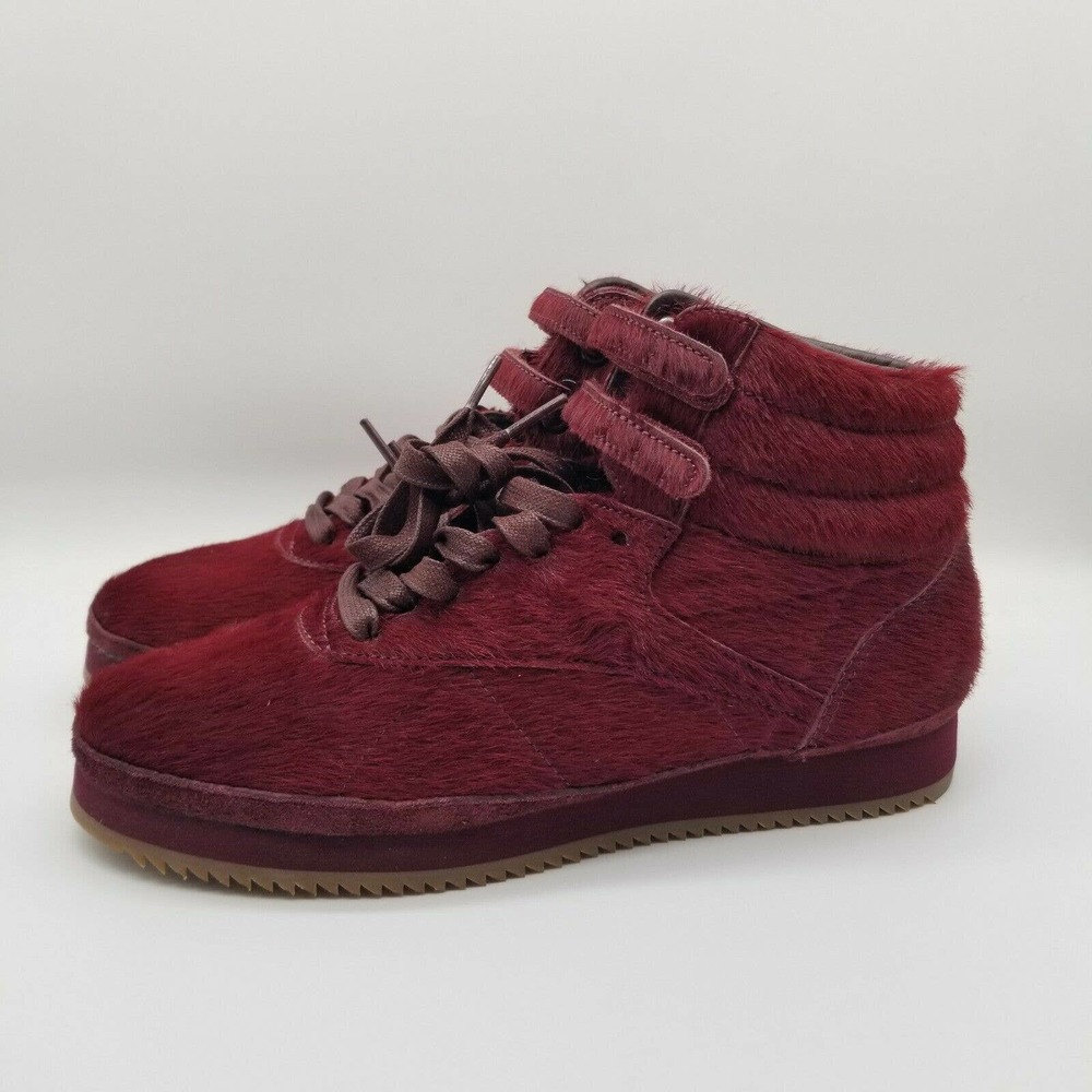 Reebok Burgundy Pony Hair High-Top Sneakers